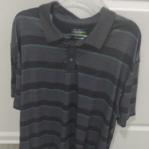 Hogan Charcoal and Black Striped Polo Shirt